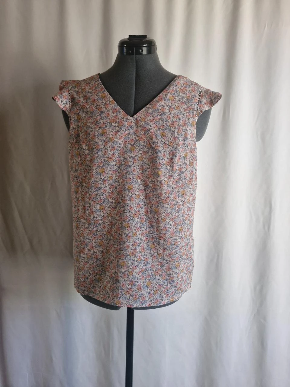 Top fluide fleuri à manches volantées femme - Multicolore - Taille S